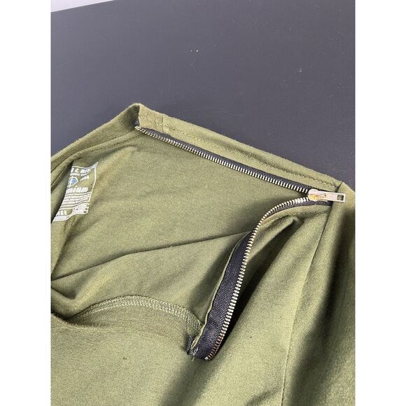 Bleecker Mercer Adult Large Green Short Sleeve Shredded Shirt Crewneck Zipper - Picture 4 of 13